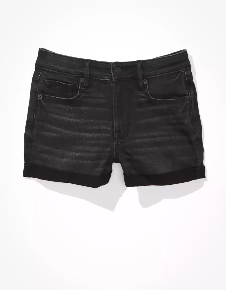 Shorts American Eagle AE Ne(x)t Level High-Waisted Denim Noir Femme | PNP-03054384